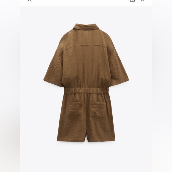 Zara short sleeve dark olive green romper jumpsuit - Picture 4 of 11